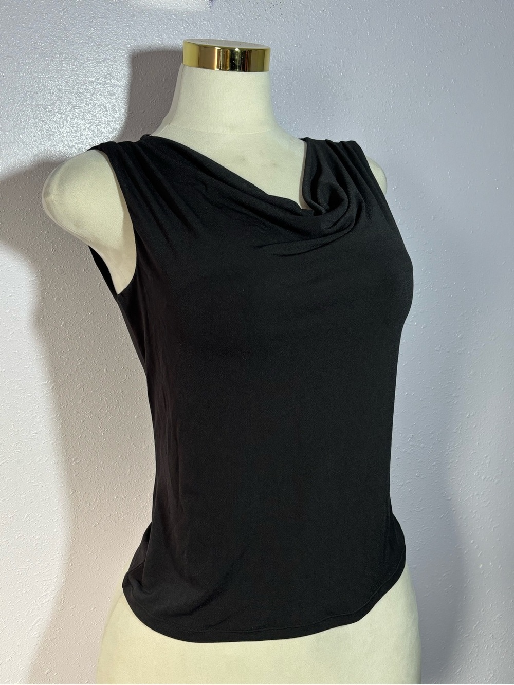 George Black Sleeveless Draped Neck Tank Top
